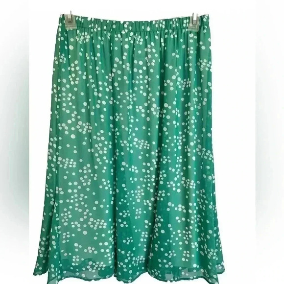 Bonworth Ladies Lined Skirt Green White Polka Dot Size Small EUC MINT condition - Picture 2 of 6